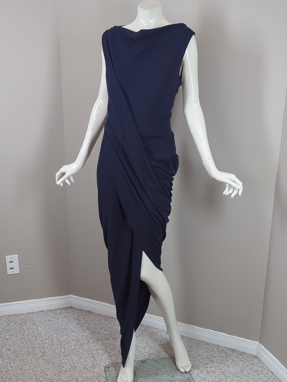 Vivienne Westwood Anglomania NWOT Navy Vian Asymmetrical Draped Midi Dress L